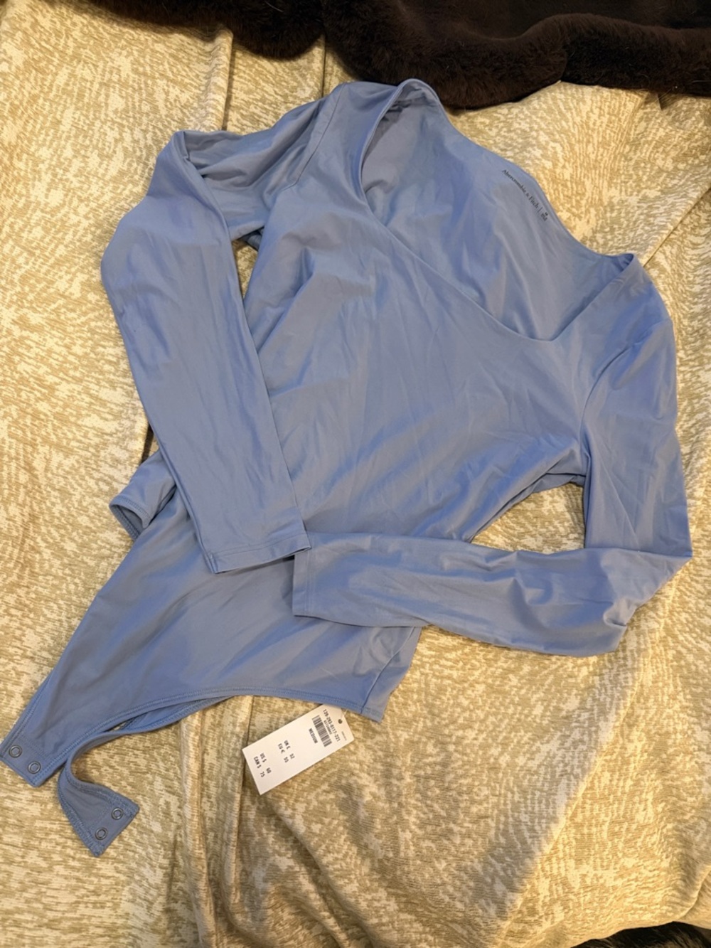 Abercrombie Long Sleeve Scoop Neck Bodysuit in Light Blue